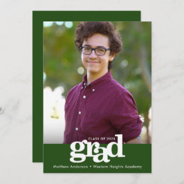 緑の卒業写真のモダンタイポグラフィ 案内状