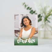 緑の卒業写真はっきりしたタイポグラフィ感謝していユー ポストカード (スタンド正面)