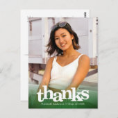 緑の卒業写真はっきりしたタイポグラフィ感謝していユー ポストカード (正面/裏面)