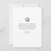 緑の卒業写真はっきりしたArchスクリプモダント サンキューカード (裏面)