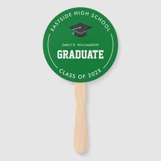 緑の卒業写真パーソナライズされたハンドファン ハンドファン (正面)