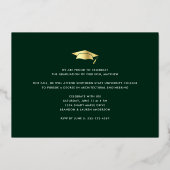 緑の卒業写真モダンキャはっきりしたップ実在金ゴールド 箔招待状 (裏面)