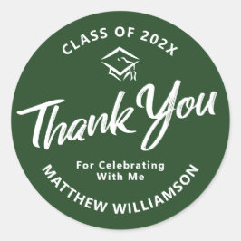 緑の卒業式はっきりしたスクリプトキャップありがとうござモダンう ラウンドシール