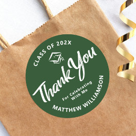 緑の卒業式はっきりしたスクリプトキャップありがとうござモダンう ラウンドシール