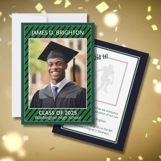 緑の卒業式サッカーテーマ写真発表 案内状