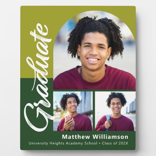 緑の卒業式3フォトアーはっきりしたチスクリプトモダン フォトプラーク (正面)