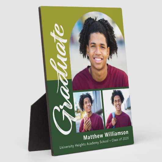 緑の卒業式3フォトアーはっきりしたチスクリプトモダン フォトプラーク (側面)