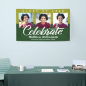 緑の卒業式3フォトスはっきりしたクリプトモダンシンプル 横断幕 (トレードショー)