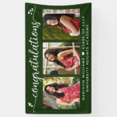 緑の卒業式3写真モダン書道ハート 横断幕 (縦)