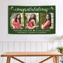 緑の卒業式3写真モダン書道ハート 横断幕