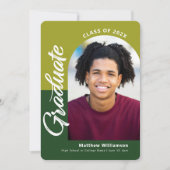 緑の卒業式4フォトアーはっきりしたチスクリプトモダン 案内状