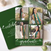 緑の卒業式4写真の書道ハート モダン 案内状