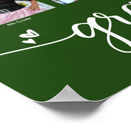 緑の卒業式K-12フォトコラージュのスクリプモダント ポスター (角)