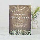 緑の卒業素朴モダン剤 招待状 (スタンド正面)