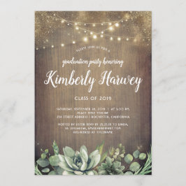 緑の卒業素朴モダン剤 招待状