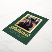 緑の卒業表明のフォイル・フレーム 箔招待状 (回転した状態)