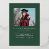 緑の卒業表明のフォイル・フレーム 箔招待状 (裏面)