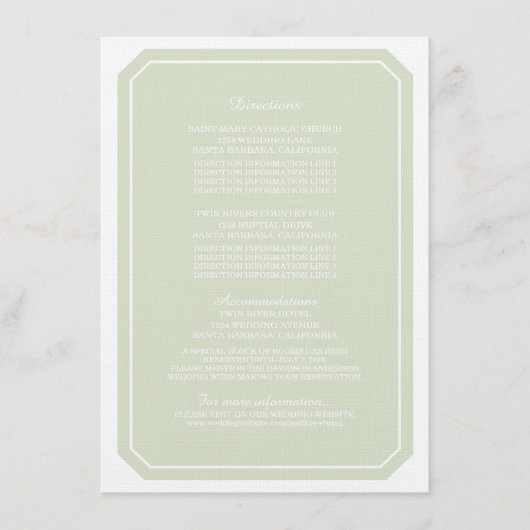 緑の単エレガントなる情報カード エンクロージャーカード (正面)