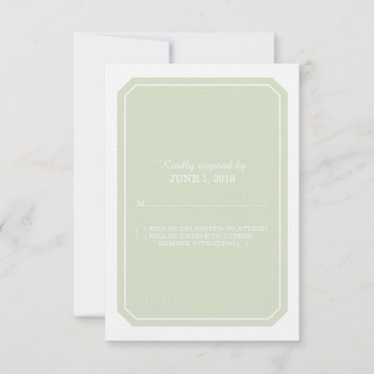 緑の単純な応答エレガントカード 出欠カード (正面)