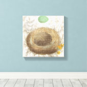 緑の卵を持つ鳥の巣 キャンバスプリント (インサイチュ (ウッドフロア))