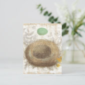 緑の卵を持つ鳥の巣 ポストカード (スタンド正面)