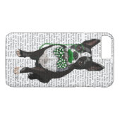 緑の口ひげと斑点のあるボストンテリア Case-Mate iPhoneケース (裏面(横))