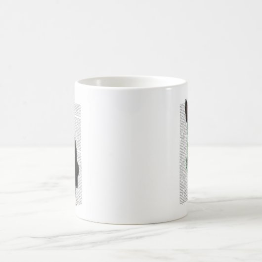 緑の口ひげと斑点2のあるボストンテリア コーヒーマグカップ (中央)