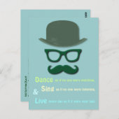 緑の口ひげ、グラスとダービーハット ポストカード (正面/裏面)