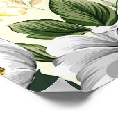 緑の可愛いピンク色の灰色と黄色の離れ花 ポスター (角)