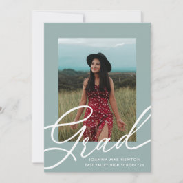 緑の台本2枚の写真卒業 招待状