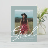 緑の台本2枚の写真卒業 招待状 (スタンド正面)