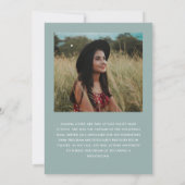 緑の台本2枚の写真卒業 招待状 (裏面)