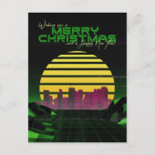 緑の合成波クリスマス シーズンポストカード (正面)