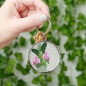 緑の名の上に咲く熱帯メディニラピンクの花瓶 キーホルダー (手)