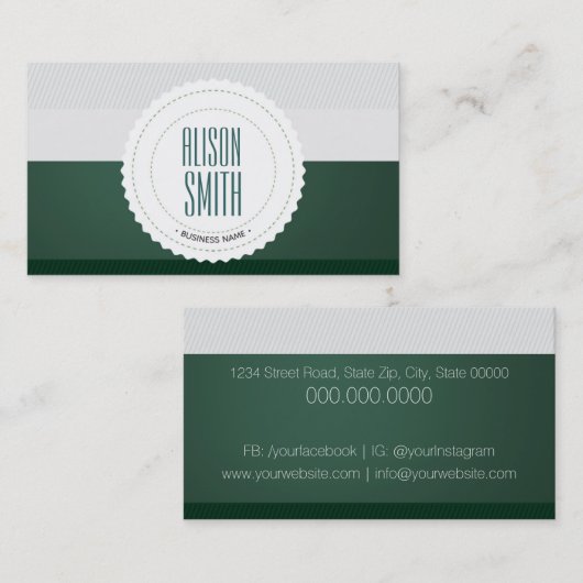 緑の名刺が付いた汎用バッジ 名刺 (正面/裏面)