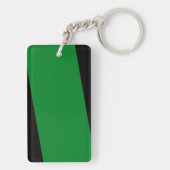 緑の名前の矩形シンプルミニストライプマリストの キーホルダー (裏面)