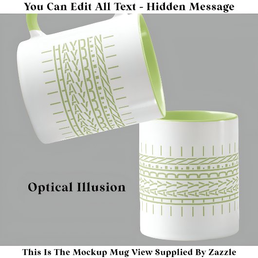 緑の名前の隠しメッセージトレンディーMag 121G モダン マグカップ