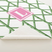 緑の名門私立校風のトレリス竹パターンモノグラム シェルパブランケット (3/4)