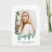 緑の名門私立校風の台本の写真卒業 サンキューカード (正面)