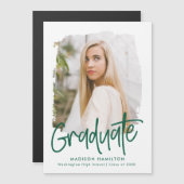 緑の名門私立校風の台本の写真卒業 マグネット招待状 (正面/裏面)