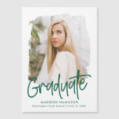 緑の名門私立校風の台本の写真卒業 マグネット招待状 (正面)