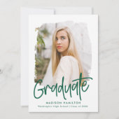 緑の名門私立校風の台本の写真卒業 案内状 (正面)