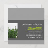 緑の吸汁植物の写真モダンパーティー 招待状 (裏面)
