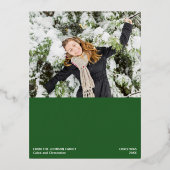 緑の喜びの願いクリスマス写真シック金ゴールド 箔シーズンポストカード (正面)