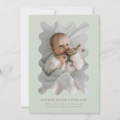 緑の四角いフレームの誕生発表写真 案内状 (正面)