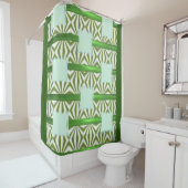 緑の四角の長いショーカーテン シャワーカーテン (インサイチュ)