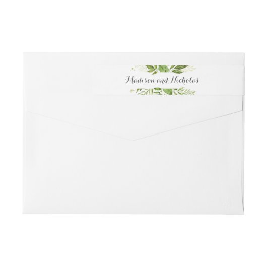 緑の回り込み差出人住所ラベル 素朴 ラップアラウンドラベル (裏面)