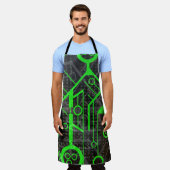 緑の回路 エプロン (着用した状態)