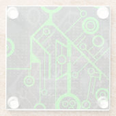 緑の回路 ガラスコースター (裏面)