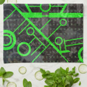 緑の回路 キッチンタオル (折り畳み)